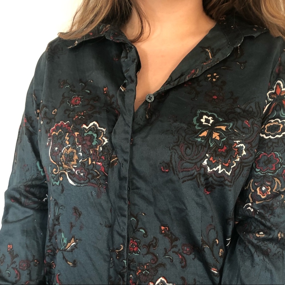 Coldwater Creek Floral Burton Down Blouse